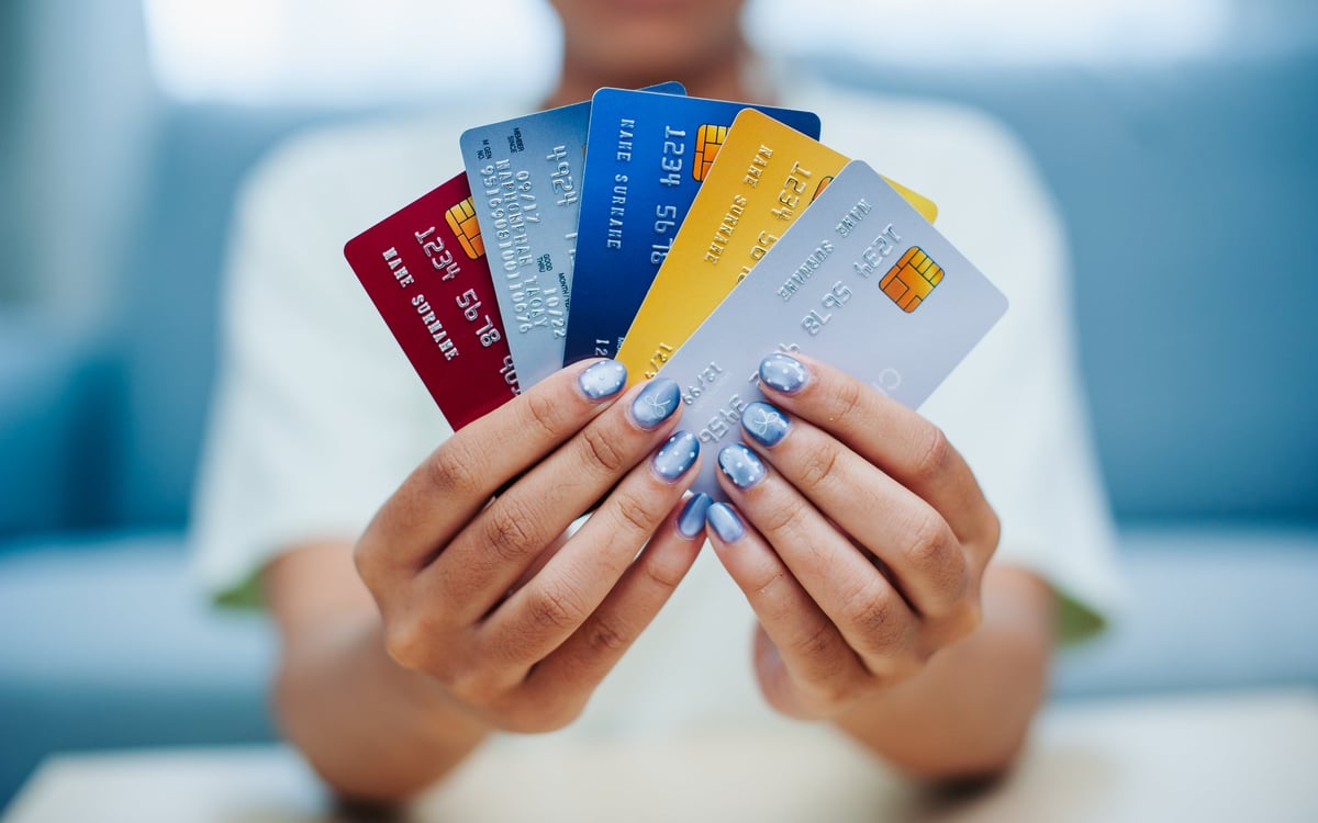 Credit cards and financial statements arranged for review